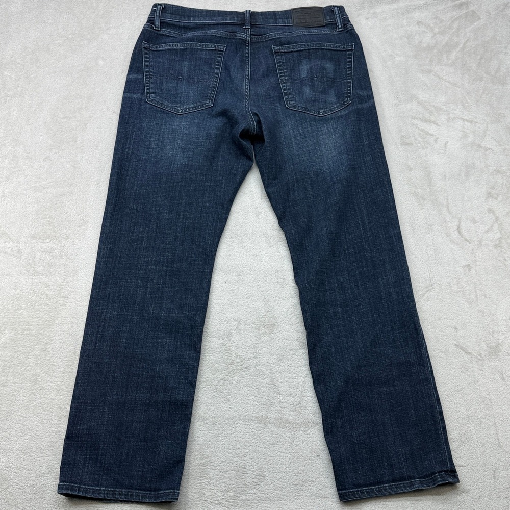 Lucky Brand 363 Vintage Straight Jeans Mens 34x32 Blue Dark Wash Denim Whiskered - Picture 4 of 13